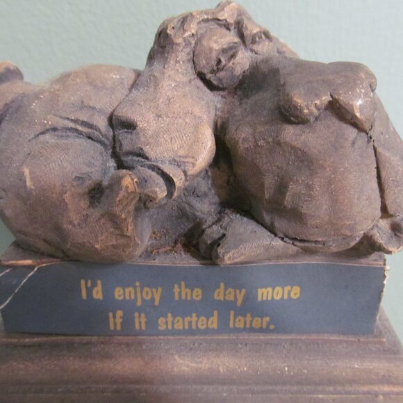 Vintage 1972 Abbey Press Paperweight Dog I'd Enjoy Day More If It Started Later - Picture 3 of 12